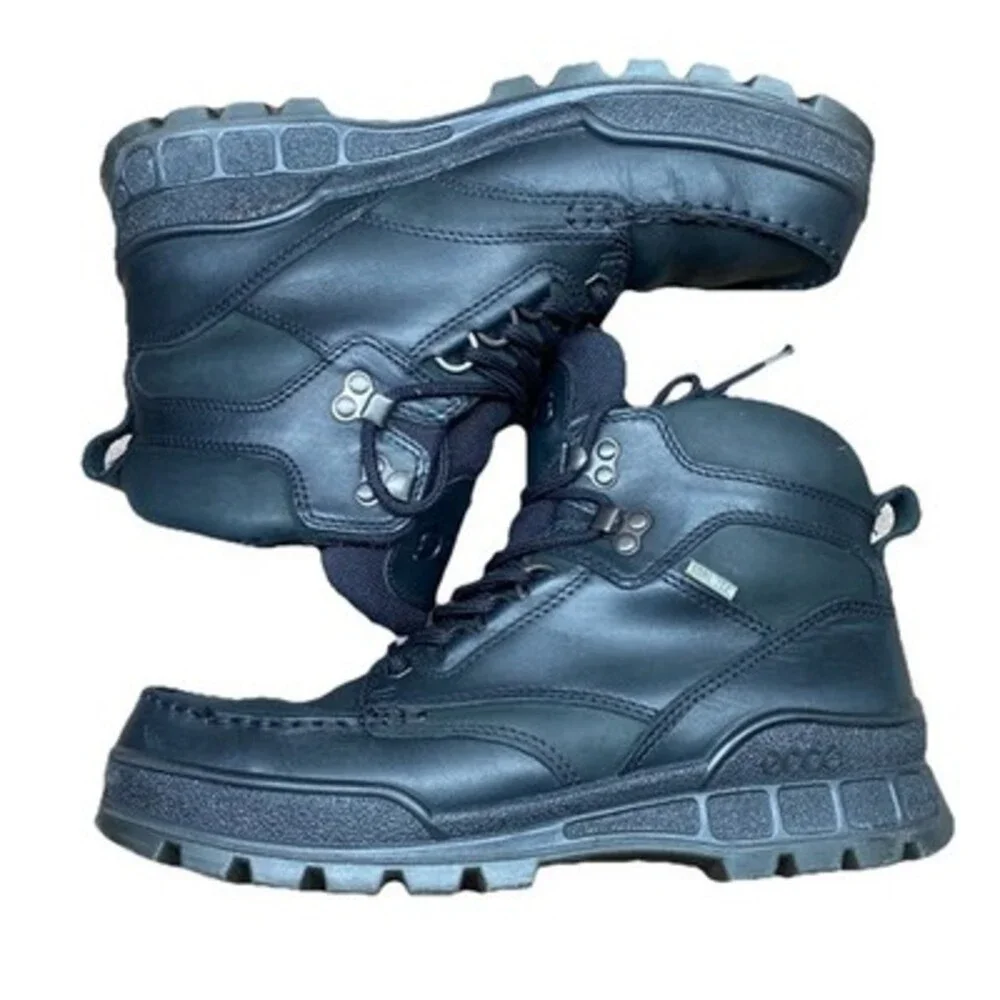 ECCO Track 25 GoreTex Mid Hiking Boot Mens EU 42 US 8.5 Waterproof Black Leather